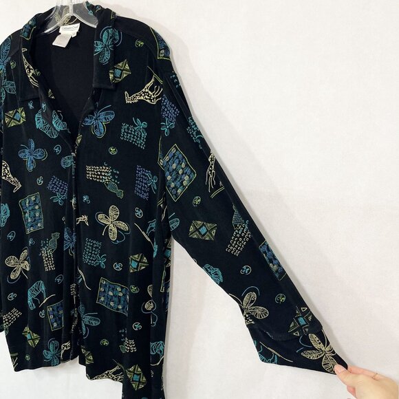 Coldwater Creek Slinky Knit Long Sleeve Shirt Wrinkle Resistant Artsy Size XXL - Picture 3 of 6